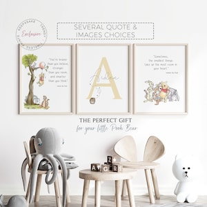 3er Set Winnie Puuh Kinderzimmer Drucke | Pooh Dekor |Winnie the Pooh Personalisierter Namensdruck |Neues Baby Benutzerdefiniertes Geschenk |Pooh Baby Shower