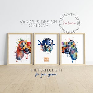 Gaming Print | Set of 3 Personalized Gaming Prints | Gamer Gift | Games Room Wall Art | Boys Bedroom Decor | Contemporary Gamer Prints