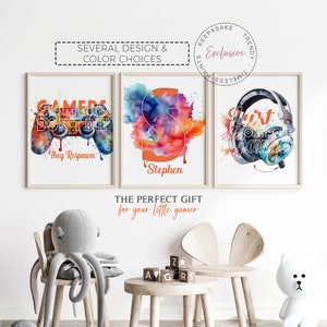 Gaming Printable Wall Art | Contemporary Gamer Headphones Controller Wall Art | Custom Teen Gamer Room Prints | Gamer Gift | Boys Gamer Room