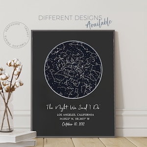 Stampa mappa stellare personalizzata / Regalo personalizzato / Regalo di anniversario della notte in cui ci siamo incontrati / Stampa cielo notturno / Poster mappa stellare / Stampa costellazione