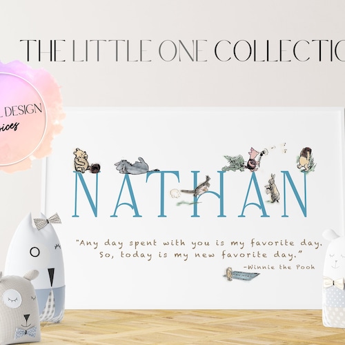 Pooh Wall Art Winnie the Pooh Wall Art Nursery Name Print Etsy
