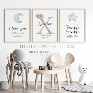 Set of 3 Moon Stars Cloud Prints | Baby Boy Prints | Neutral Nursery Wall Decor | New Baby Printable | Sweet Dreams Grey Nursery Decor