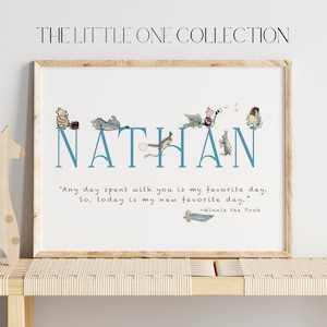 Winnie the Pooh Name Print | Pooh Nursery Art | Winnie the Pooh Decor | New Baby Gift |New Baby Print |Pooh Quote Print |Baby Boy Girl Decor