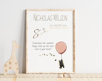 Classic Winnie the Pooh Quote Print | Custom Pooh Nursery Decor | New Baby Birth Stats Wall Art