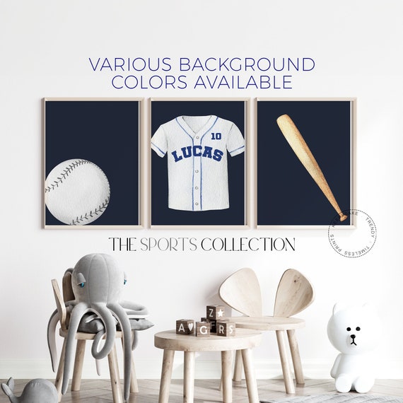 Baseball Prints | Baseball Jersey Print, Personalized | Boys Room Decor | Custom Name Baseball Wall Art | Nursery Printable | Baseball Decor