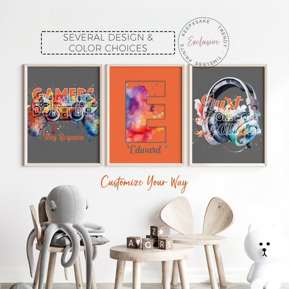 Set of 3 Gaming Prints | Gamer Wall Art | Gaming Decor Teen Room Prints | Gamer Gift | Boys Bedroom Decor | Games Room Graffiti Wall Art