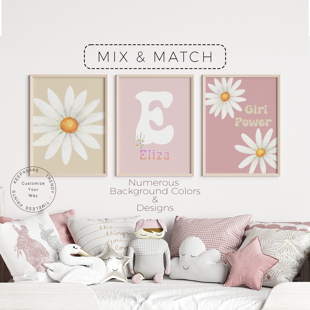 Daisy Print, Set of 3 | Daisy Wall Art | Baby Girl Nursery Print ...