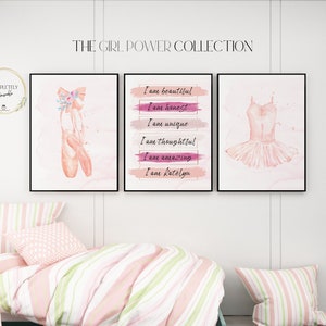 Ballerina Personalized Prints | Girls Positive Affirmation Prints | Ballet Prints Set of 3 | Ballerina Wall Decor | Girls Pink Bedroom Wall