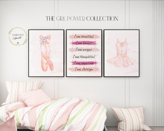 Ballerina Personalized Prints | Girls Positive Affirmation Prints | Ballet Prints Set of 3 | Ballerina Wall Decor | Girls Pink Bedroom Wall