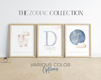 Personalized Aries Constellation Prints | Aries Print | Custom Astrology Nursery Print | Zodiac Baby Gift | Newborn Gift |Baby Nursery Decor