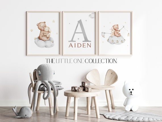 Set of 3 Teddy Bear Print | Bear Nursery Decor | Personalized Nursery Wall Decor | New Baby Printable |Baby Boy Print |Brown Nursery Poster