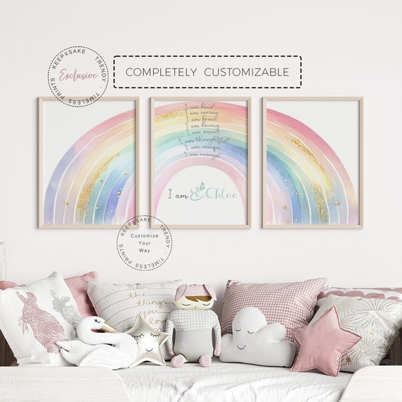 Rainbow Prints Set of 3 | Girls Positive Affirmations Wall Art | Teen Rainbow Bedroom Wall Art | Rainbow Decor | Teen Girl Bedroom Prints