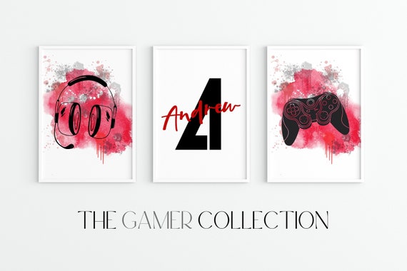 Set of 3 Gaming Prints | Personalized Gaming Decor | Gamer Teen Room Prints |Boys Bedroom Decor |Custom Gaming Wall Art |Games Room Wall Art