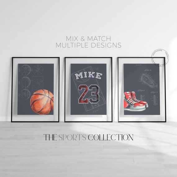 Basketball Patent Prints | Basketball Prints Set of 3 |Sports Fan Wall Art | Custom Basketball Jersey Poster |Sports Room Decor NBA Fan Gift