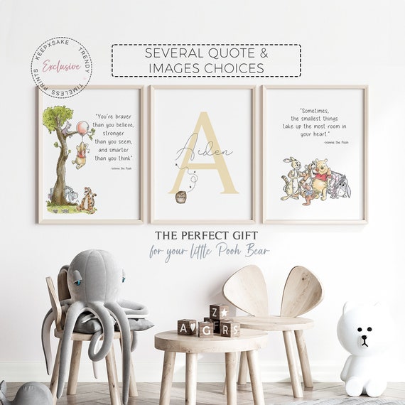 Set of 3 Winnie The Pooh Nursery Quote Prints | Pooh Decor |Winnie the Pooh Personalized Name Print |New Baby Custom Gift |Pooh Baby Shower