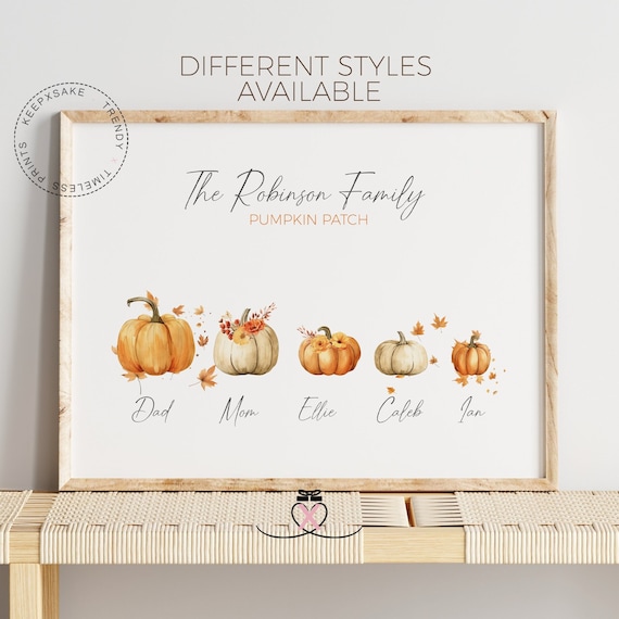 Personalized Family Pumpkin Patch Print | Autumn Decor | Custom Fall Poster | Watercolour Pumpkins Autumn Wall Art | Pumpkin Prints
