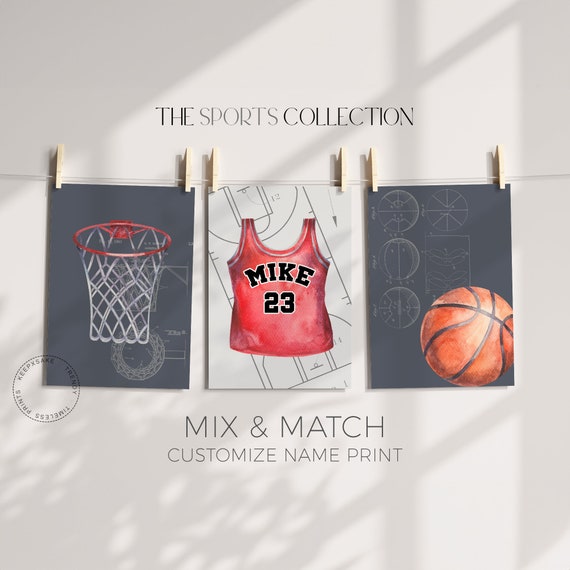Boy Bedroom Basketball Prints | Basketball Printable Wall Art |Personalized Boy Gift |Playroom Basketball Posters |Boys Sports Bedroom Print