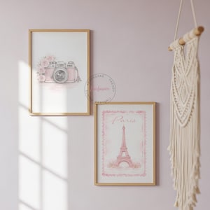 Paris Fashion Prints, Eiffel Tower, Blush Pink Bedroom Decor (Digital Download bild 2