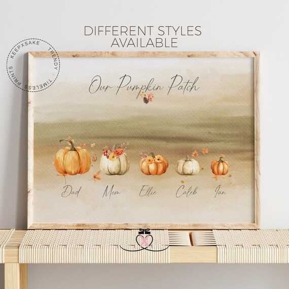 Family Pumpkin Patch Print | Personalized Autumn Decor | Custom Fall Poster | Watercolour Pumpkins Autumn Wall Art | Pumpkin Prints
