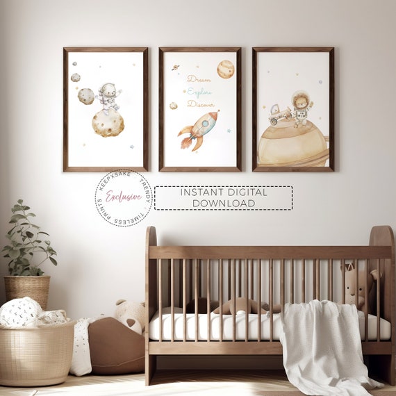 Astronaut Space Animals Nursery Prints | Animals Space Print | Boys Space Nursery Decor | Space Toddler Boy Room Poster | Digital Download