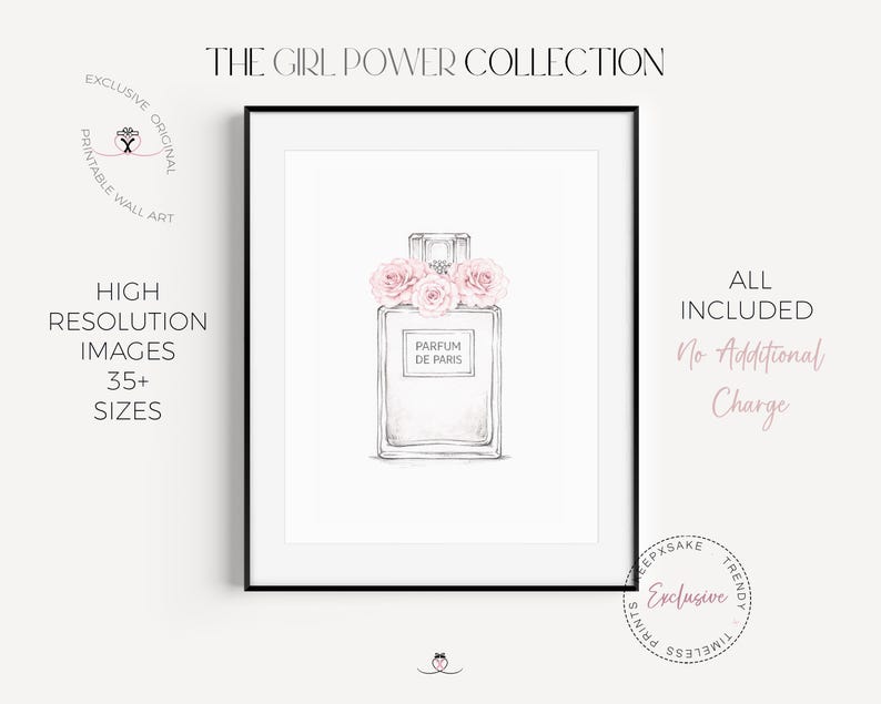 Paris Fashion Prints, Eiffel Tower, Blush Pink Bedroom Decor (Digital Download bild 12