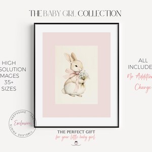 Dusty Pink Nursery Gallery Wall Art Set of 6: Swan, Bunny, Floral ...