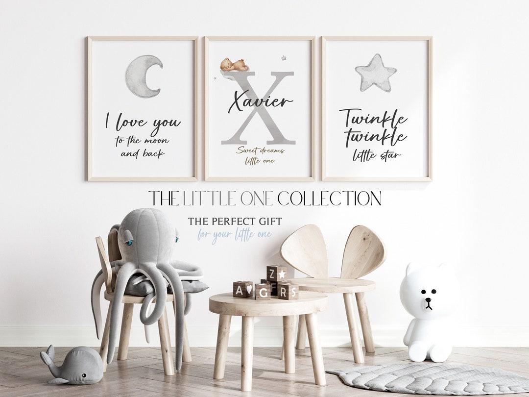 Set of 3 Moon Stars Cloud Prints | Baby Boy Prints | Neutral Nursery ...