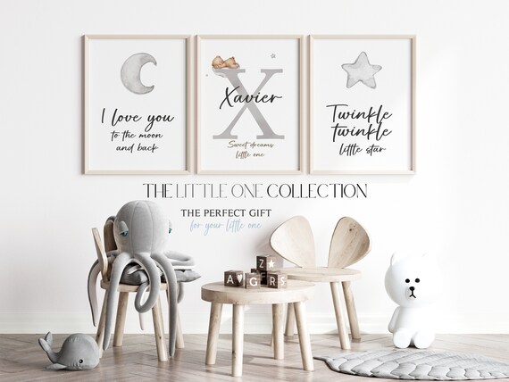 Set of 3 Moon Stars Cloud Prints | Baby Boy Prints | Neutral Nursery Wall Decor | New Baby Printable | Sweet Dreams Grey Nursery Decor