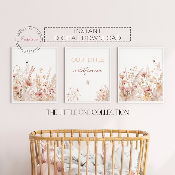 Girl Wildflower Nursery Prints | Floral Nursery Wall Art | Quote Nursery Print | Wild Flowers Nursery Art | Boho Wildflower Digital Download