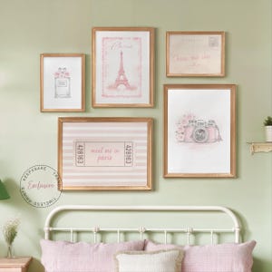 Paris Fashion Prints, Eiffel Tower, Blush Pink Bedroom Decor (Digital Download bild 4