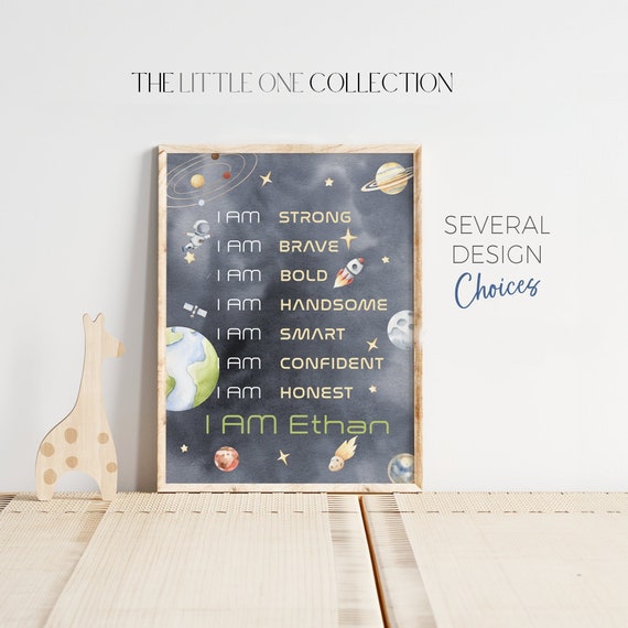 Positive Affirmation Print | Boys Outer Space Bedroom | Boys Nursery Prints | Motivational Poster | Playroom Wall Art | Inspirational Prints