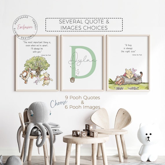 Winnie The Pooh Nursery Quote Prints, Set of 3 | Pooh Decor |Winnie the Pooh Personalized Name Print |New Baby Custom Gift |Pooh Baby Shower