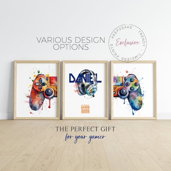 Gaming Print | Set of 3 Personalized Gaming Prints | Gamer Gift | Games Room Wall Art | Boys Bedroom Decor | Contemporary Gamer Prints