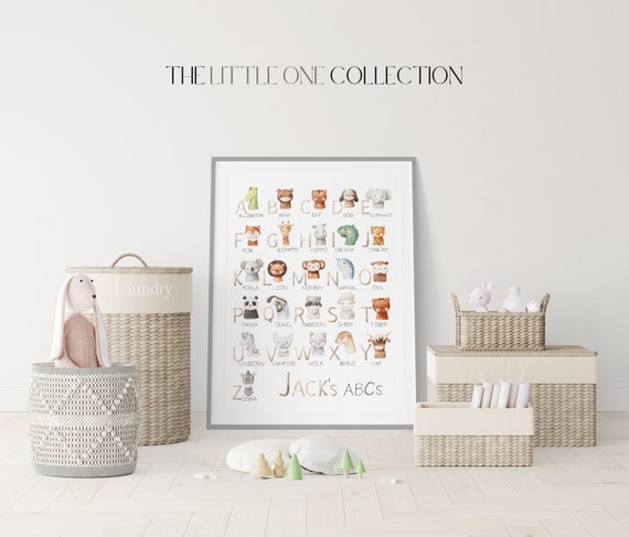 Animal Alphabet Print | Safari Alphabet Poster | Personalized Safari Nursery Decor | Educational A - Z Poster Kids Playroom Room |Animal abc