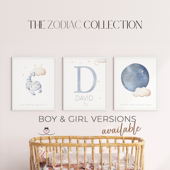 Personalized Scorpio Constellation Print, Set of 3 | Star Sign Gift | Custom Astrology Nursery Print | Zodiac Sign Gift | Nursery Boho Decor
