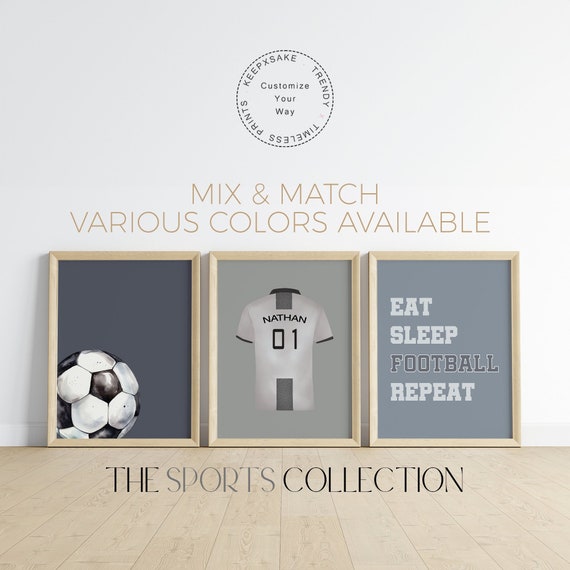 Personalized Football Wall Art Prints | Custom Soccer Prints | Kids Bedroom Football Decor |Football Shirt Name Print | Boys Bedroom Decor |