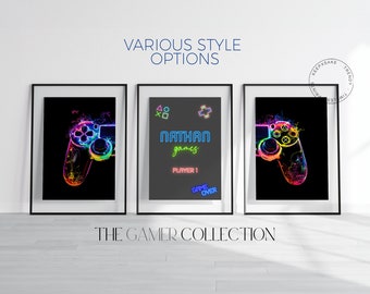 Personalized Gaming Prints Set | Game Room Wall Art (Digital Download)