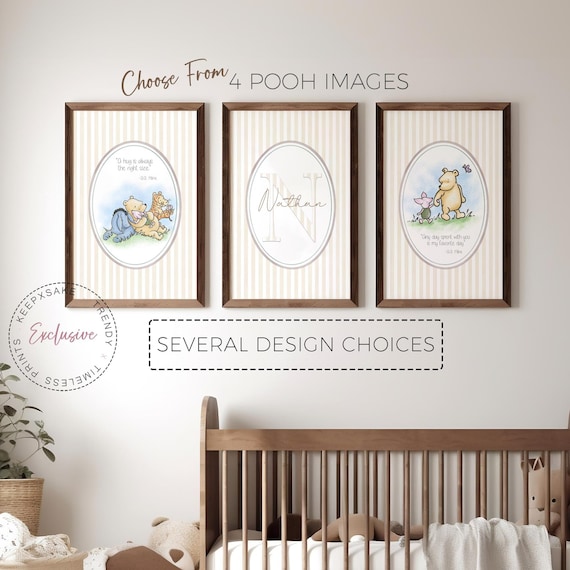 Set of 3 Winnie The Pooh Nursery Quote Prints | Vintage Pooh Decor |Winnie the Pooh Personalized Print | New Baby Gift | Pooh Baby Shower