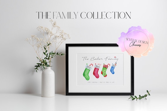 Christmas Stocking Print | Personalized Holiday Stocking Family Print | Family Xmas Gift Print | Christmas Decor Printable | Family Name Art