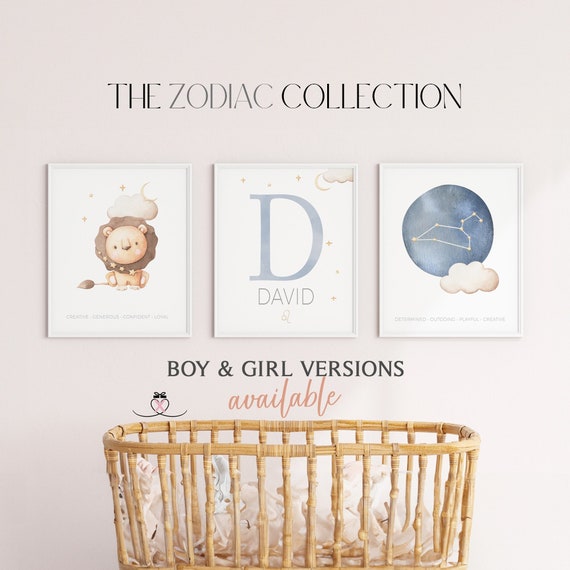 Personalized Leo Constellation Print, Set of 3 | Star Sign Gift | Custom Astrology Nursery Print | Zodiac Sign Gift | Nursery Boho Decor