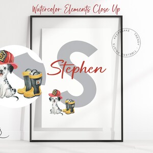 Rescue Vehicle Fire Truck Set of 3 Prints Boys Vehicle Personalized Prints Watercolor Fire Truck Nursery Decor Boys Bedroom Wall Art image 5