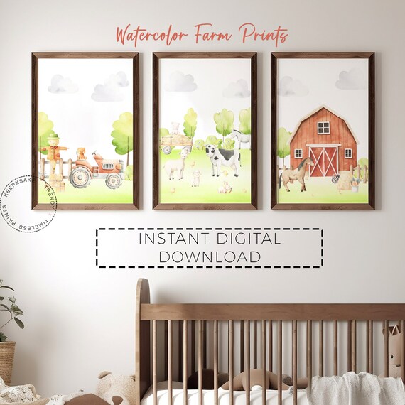 Baby Farm Nursery Prints | Farm Animal Prints |Tractor Nursery |Farm Boy Room Wall Art |Farmyard Nursery |Farm Barn Decor | Digital Download