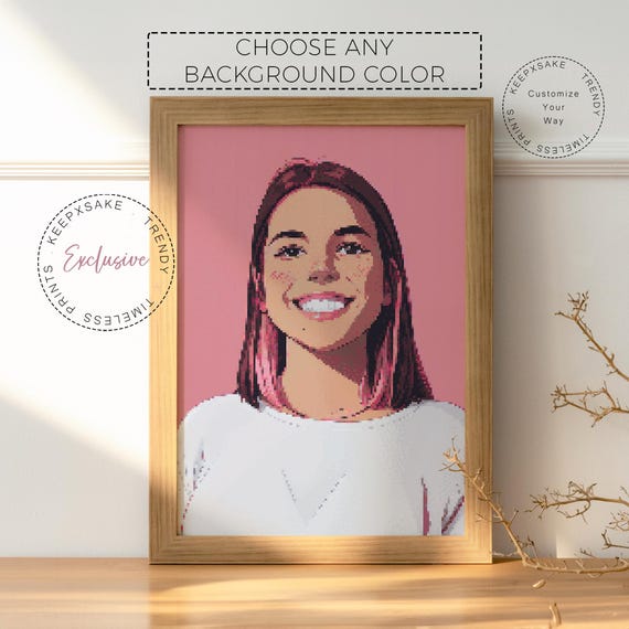 Custom Pixel Portrait Print | Illustrated Pixel Couple Portrait | Family Father Pixel Art Gift | Modern Portrait Pixel Art |Friend Xmas Gift