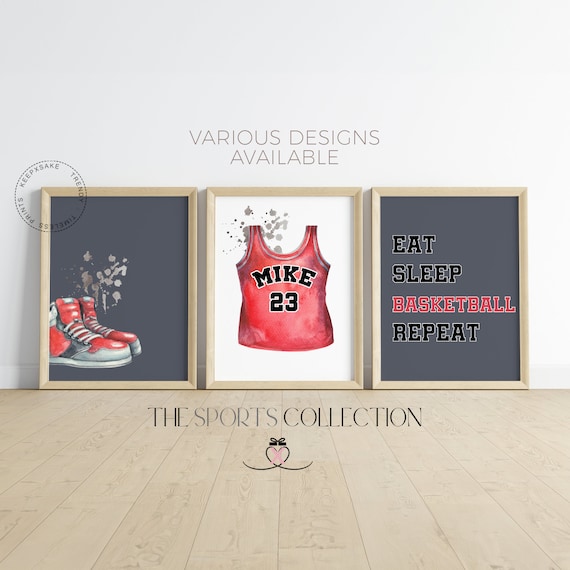 Basketball Wall Art, Set of 3 | Boys Bedroom Decor | Sports Prints | Kids Bedroom Sports Decor | Custom Basketball Quote | Playroom Wall Art