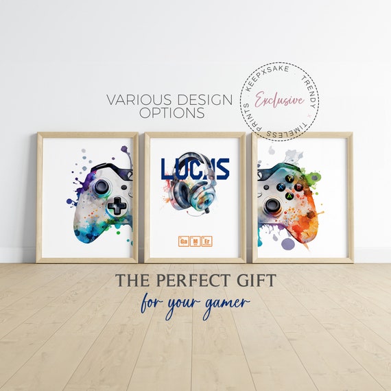 Gaming Print | Gamer Gift, Set of 3 | Boys Bedroom Decor | Gaming Prints Personalized | Games Room Wall Art | Games Room Contemporary Decor