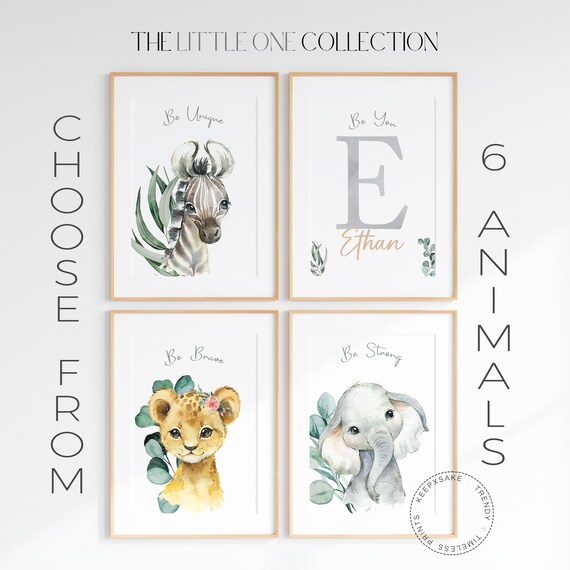 Safari Nursery Print Set, Personalized | Safari Nursery Decor | Neutral Nursery Wall Art | Toddler Room Decor | Safari Print | New Baby Gift