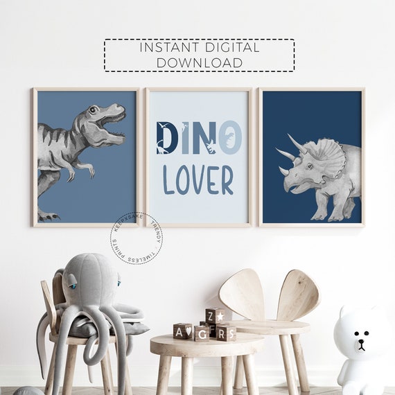 Dinosaur Prints for Boys Room | Dino Lover Wall Art | Dinosaur Decor, Set of 3 | Toddler Boy Room Decor | TRex Dino Decor | Digital Download