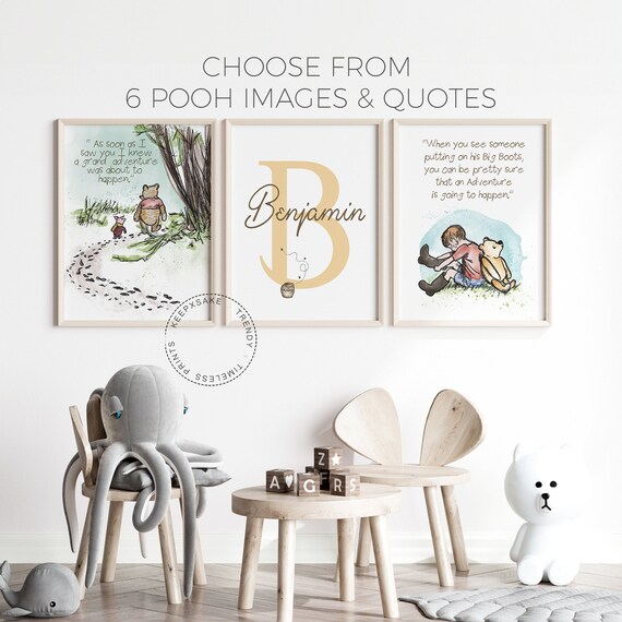 Classic Winnie the Pooh Personalized Name Print | Winnie the Pooh Quote Prints | Pooh Nursery Decor|New Baby Gift | Pooh Printable Wall Art