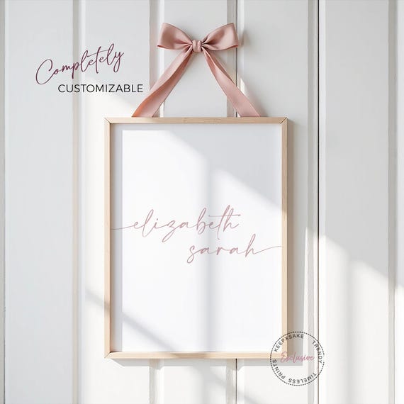 Modern Script Personalized Name Printable Wall Art, Baby Girl Neutral Nursery Printable, Minimalist Teen Name Sign