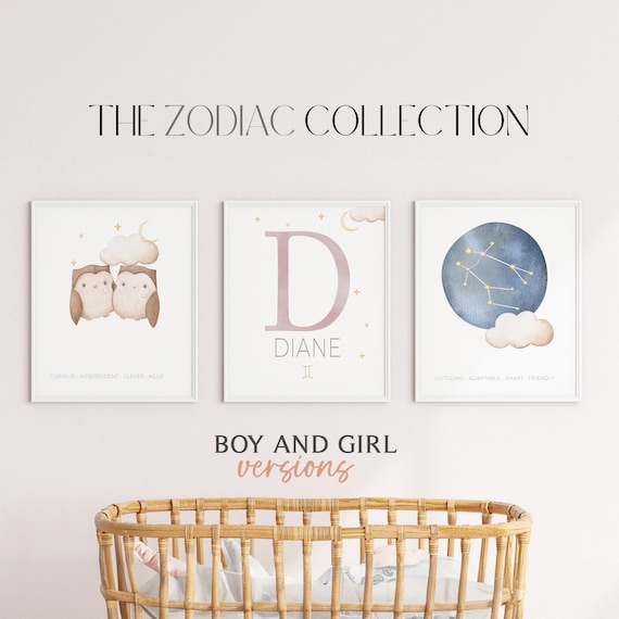 Gemini Constellation Print, Set of 3 | Baby Girl Nursery | Star Sign Newborn Gift | Astrology Nursery Print |Zodiac Sign |Nursery Boho Decor